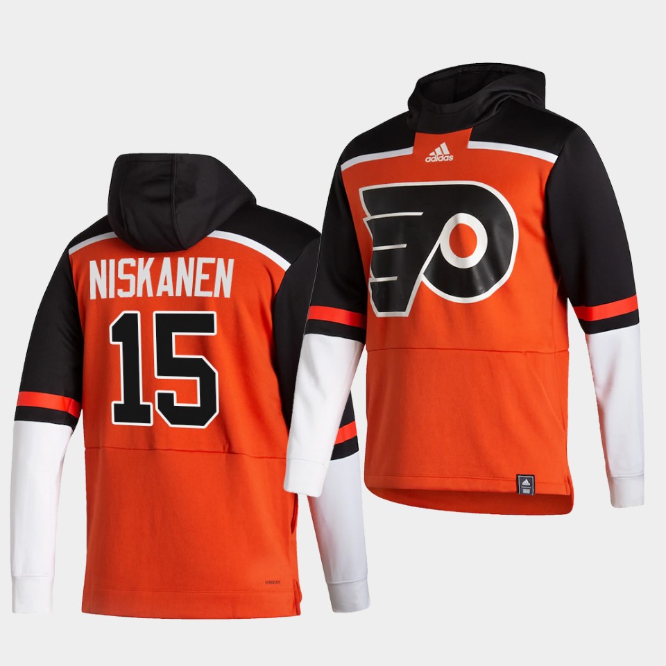 Men Philadelphia Flyers #15 Niskanen Orange NHL 2021 Adidas Pullover Hoodie Jersey